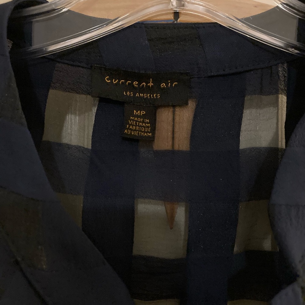 Current Air Men's Navy and Beige Checkered Jacket